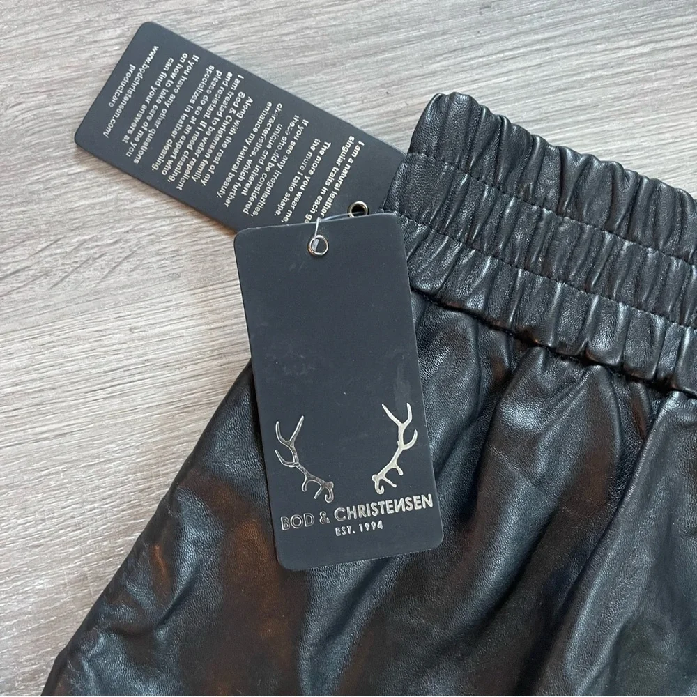 Black Faux Leather Mini Skirt with Button Front